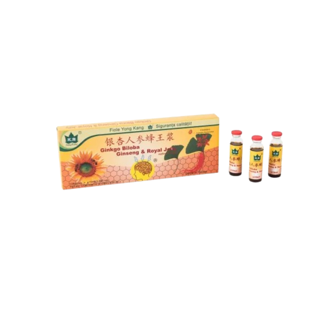 Ginkgo Biloba Ginseng si Royal Jelly, 10 vials