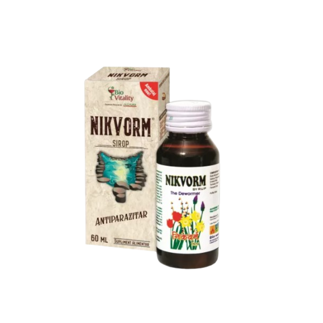 Nikvorm syrup for eliminating intestinal parasites, 60 ml