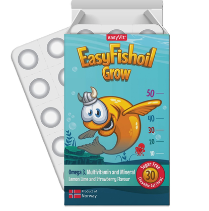 Easy Fishoil Grow Kids 30 Chewable Tablets – Omega-3, Vitamins & Minerals