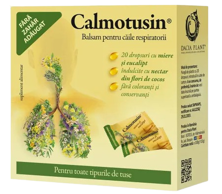 Calmotusin with honey and eucalyptus candies, 20 pieces