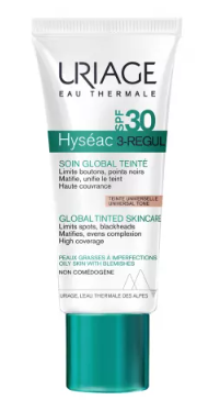 Colored cream with SPF 30 Hyseac 3-Regul, 40 ml, Uriage