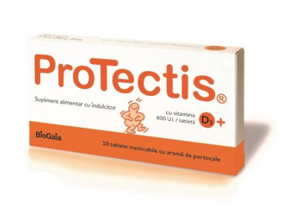 Protectis with vitamin D3 with orange flavor, 10 chewable tablets