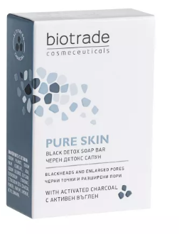 Pure Skin detoxifying black soap with activated charcoal, 100 g, Biotrade