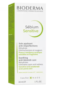 Soothing and moisturizing fluid for acne-prone skin Sebium Sensitive, 30 ml, Bioderma