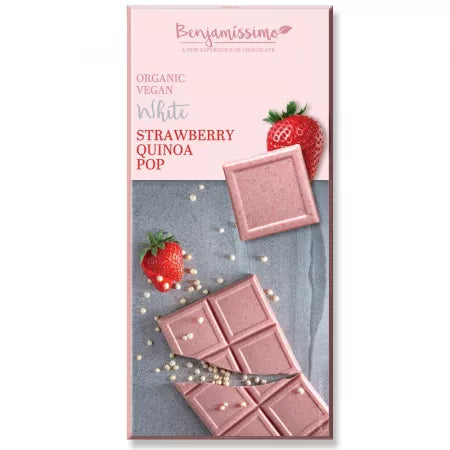 3x Eco white chocolate with strawberries and quinoa, 70g, Benjamissimo