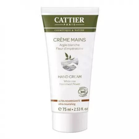 Bio ultra-moisturizing hand cream with white clay and emperor's flower, 75 ml, Cattier