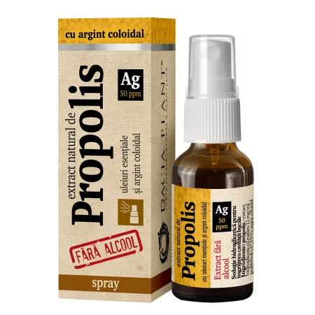 2x Spray with natural extract of propolis with colloidal silver, 20 ml, Dacia Plant