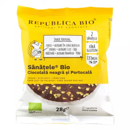 5x BIO Crackers with dark chocolate, orange and brown rice, gluten-free, 28g, Republica Bio